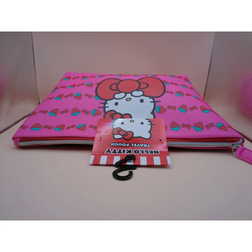 Sanrio‎ Hello Kitty Pink Strawberry Bow Travel Pouch Cosmetic Bag SIL-34576 NWT